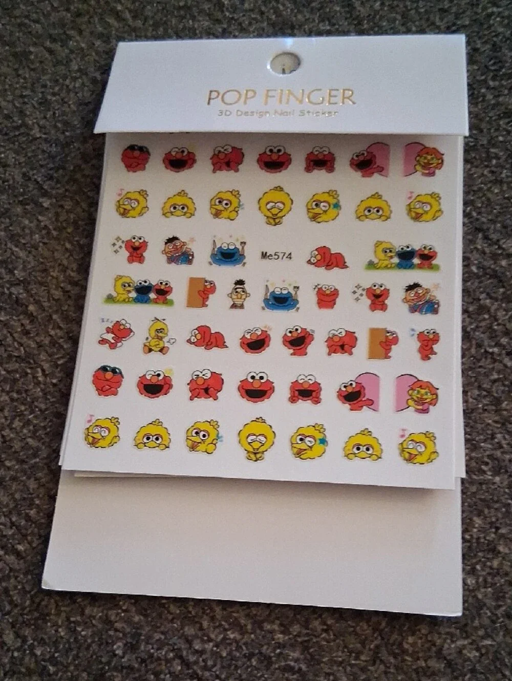Pop Finger 3D Design Nail Stickers Includes 6 Sheets